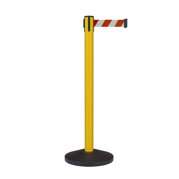 Montour Line Stanchion Belt Barrier Yellow Post 7.5ftRed/White Belt - ES400-YW-RWD-CCW-75