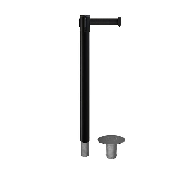 Montour Line Stanchion Belt Barrier Removable Base Pol.Brass Post 16ft.Black Belt - P400R-PB-BK-160