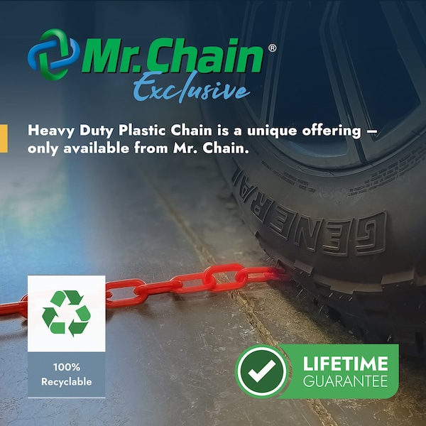Mr. Chain 2" x 100' Army Tan Heavy Duty Plastic Safety Chain - 51055-100