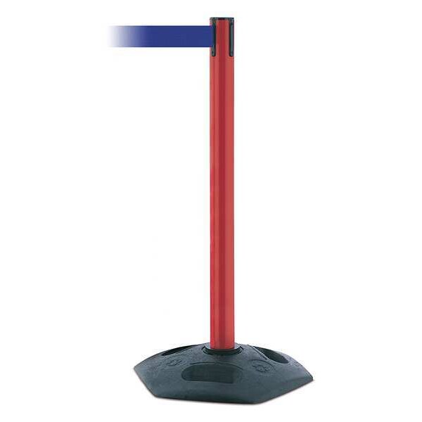 Tensabarrier Barrier Post with Belt, Black, 13 ft Length, 38 in Post Height, No Legend - 886-21-MAX-NO-L5X-C