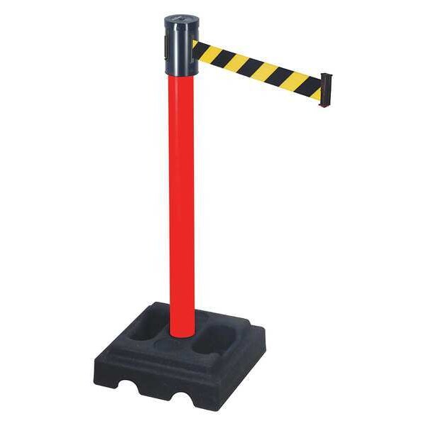 Retracta-Belt Barrier Post with Belt, Red, 15 ft Length, 40 in Post Height, Red - 322PRD-BYD
