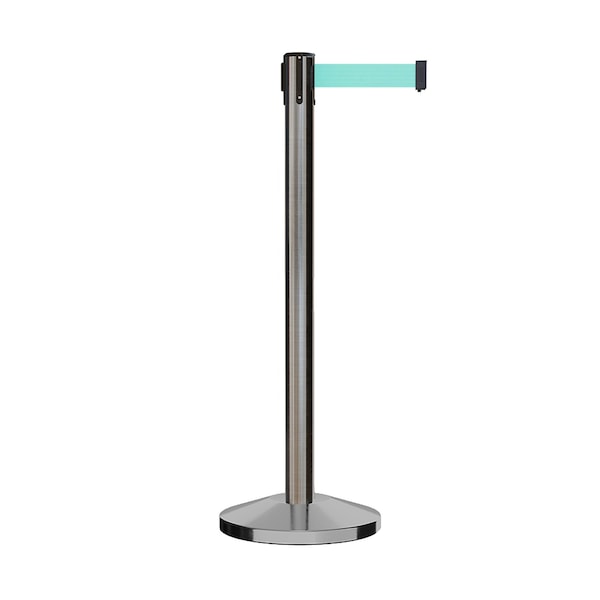 Montour Line Stanchion Belt Barrier Sat.Steel Post 13ft. Lt Grn Belt - ES400-SS-LGN-130