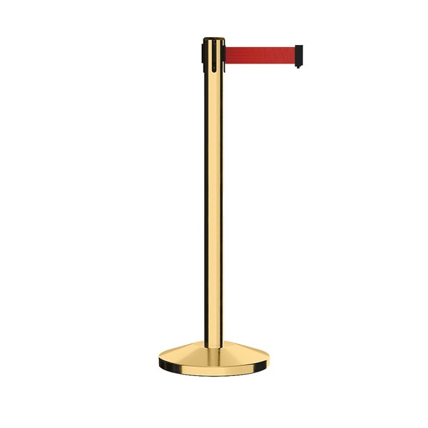 Montour Line Stanchion Belt Barrier Pol.Brass Post 13ft. Red Belt - ES400-PB-RD-130