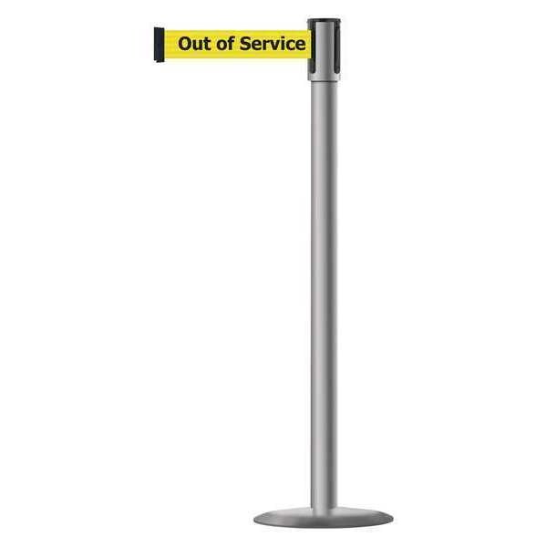 Tensabarrier Barrier Post with Belt, Black, 13 ft Length, 38 in Post Height, Out of Service, Universal - 890U-3P-3P-3P-MAX-NO-YEX-C