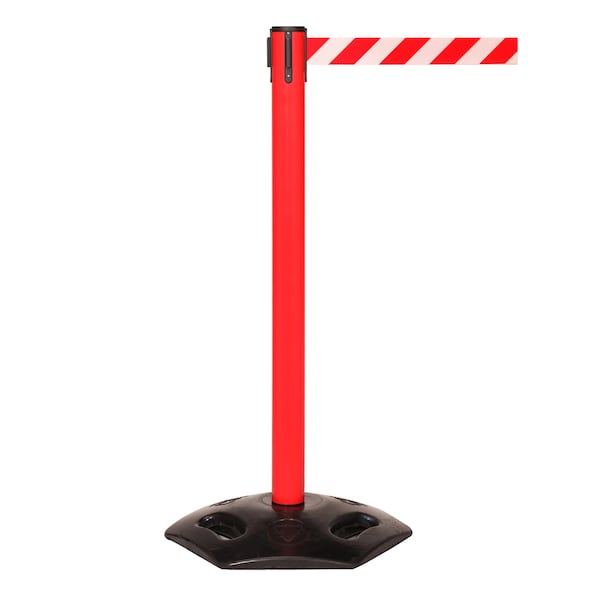 Queue Solutions WeatherMaster 250, Red, 11' Red/White PLEASE WAIT HERE Belt - WMR250R-RWPWH110