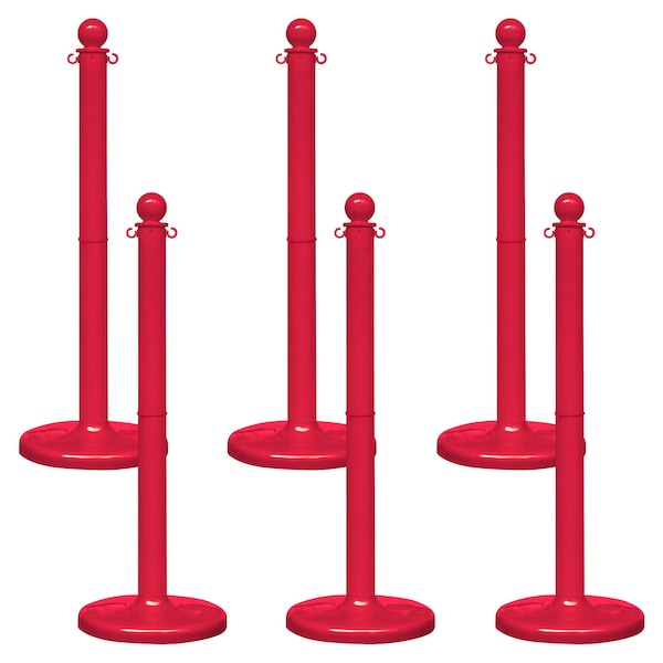 Mr. Chain Red Medium Duty Stowable Stanchion, 6PK - 93705-6