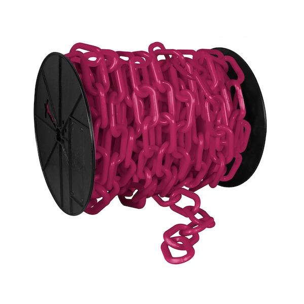 Mr. Chain 3" x 60' Safety Pink Plastic Safety Chain - Reel - 80125