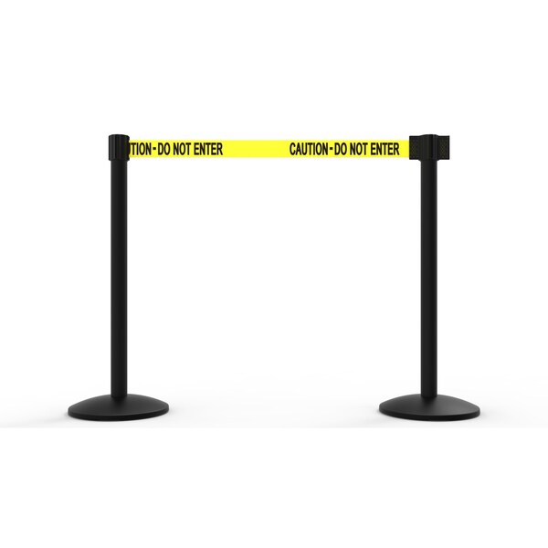 Banner Stakes Retractable Belt Barrier, Yellow, 7 ft Length, Black - AL6202B