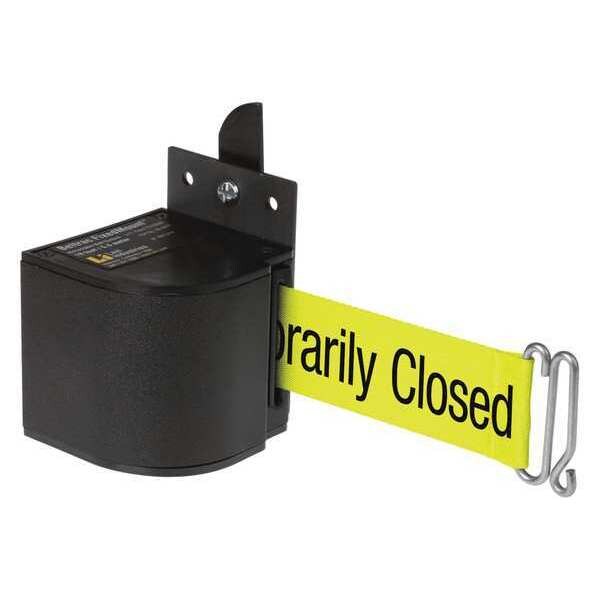 Lavi Industries Warehouse Fixed Mount Retractable Belt Barrier, Black, 18 ft Length, Wrinkle - 50-3017WB/18/FY/F7