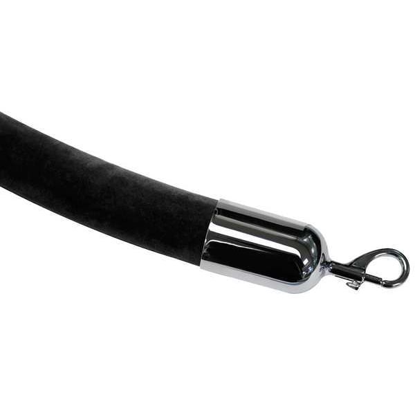 Lawrence Metal Black Velour Rope, 1-1/2 In x 6 ft, Black - ROPE-VELR-33-06/0-2-SNAP-1P