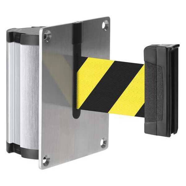 Lavi Industries Concealed Retractable Belt Barrier, Silver, 10 ft Length, No Legend, Satin Aluminum - 50-3012SF