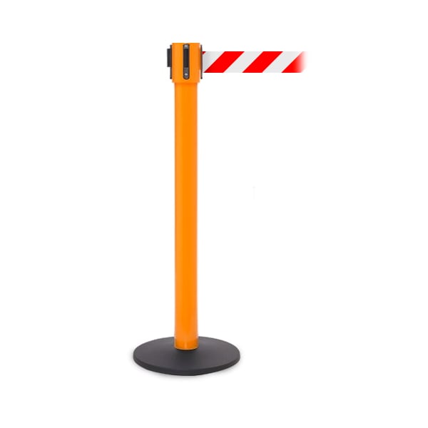 Queue Solutions SafetyPro 335, Orange, 25' Yellow/Black OUT OF SERVICE Belt - SPRO335O-YBO250
