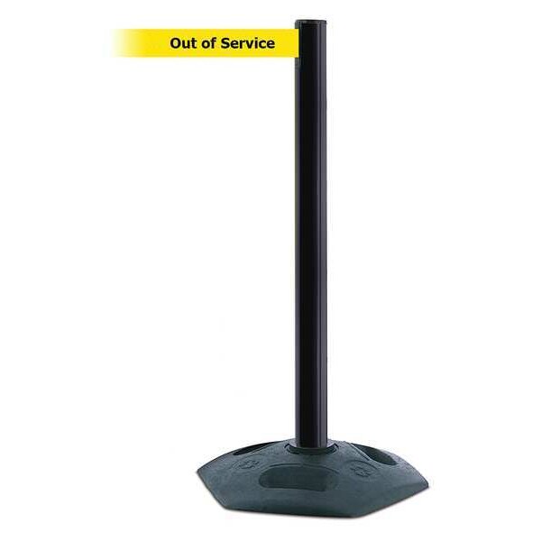 Tensabarrier Barrier Post with Belt, Black, 13 ft Length, 38 in Post Height, Out of Service - 886-33-MAX-NO-YEX-C