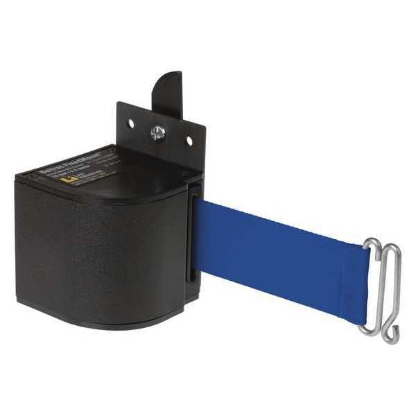 Lavi Industries Warehouse Fixed Mount Retractable Belt Barrier, Black, 18 ft Length, No Legend, Wrinkle - 50-3017WB/18/BL