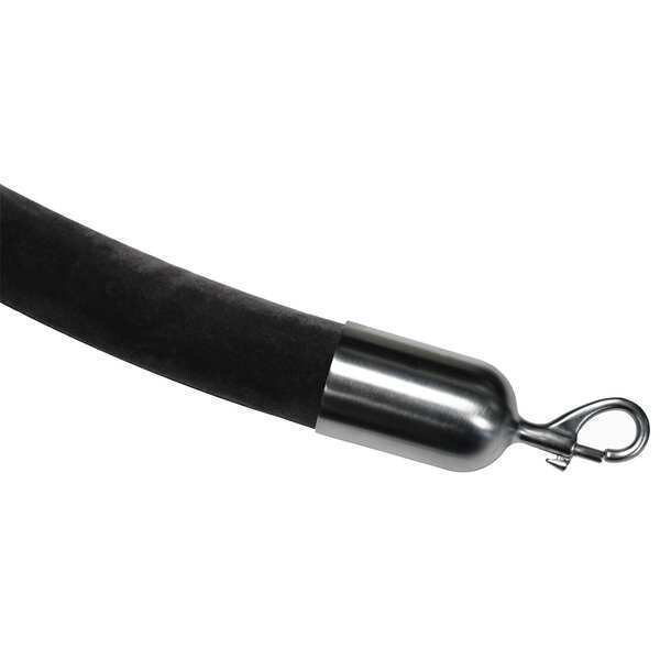 Lawrence Metal Barrier Rope, Velour, Black, 6 ft. L - ROPE-VELR-33-06/0-2-SNAP-1S