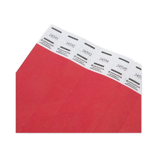 Advantus Crowd Management Wristbands, Sequential, 9 3/4 x 3/4, Red, PK500 - 75510