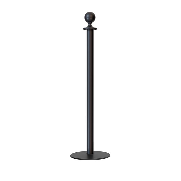 Montour Line Stanchion Post and Rope Flat Base Black Post Ball Top - P400-BA-BK