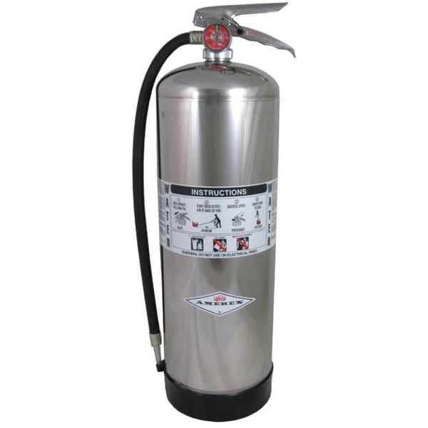 Amerex Fire Extinguisher, Class A, Agent: Water, UL Rating 2A, Rechargeable, 2.5 capacity, 55 ft Range - 240
