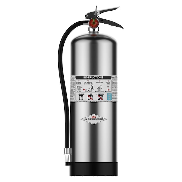 Amerex Fire Extinguisher, Class A, Agent: Water, UL Rating 2A, Rechargeable, 2.5 capacity, 55 ft Range - 240