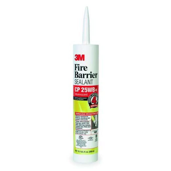 3M Fire Barrier Sealant, CP 25WB+, Up to 4 hour Fire Rating, Intumescent Material, 10.1 oz, Brown - CP-25WB+10.1OZ