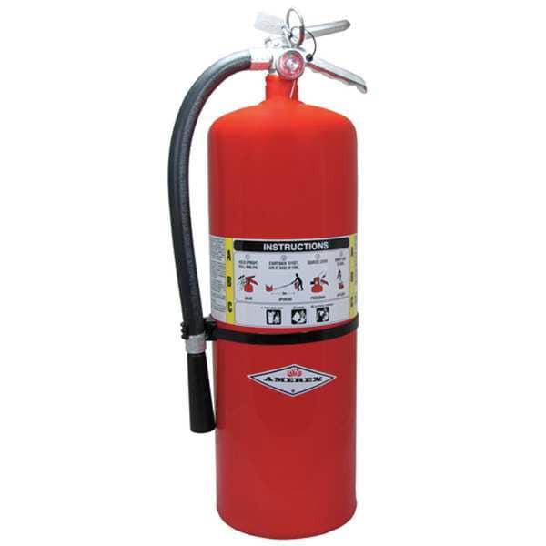 Amerex Fire Extinguisher, Class ABC, UL Rating 10A:120B:C, Rechargeable. 20 lb capacity, 21 ft Range - A411