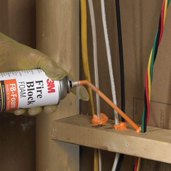 3M Fire Block Sealant, Orange, Polyurethane Foam, Non-Slump, 12 oz Aerosol - FB-FOAM-ORANGE