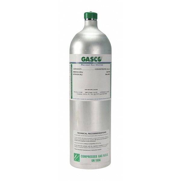 Gasco Calibration Gas, Nitrogen, Nitrogen Dioxide, 74 L, C-10 (5/8 in UNF) Connection, +/-5% Accuracy - X02NI99CP750073
