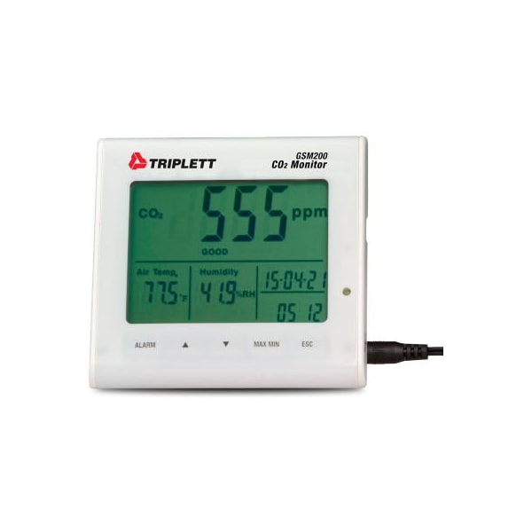 Jewell Instruments Paper Triplett Desktop Indoor Air Quality Carbon Dioxide Monitor, Back Lighted LCD Display - GSM200