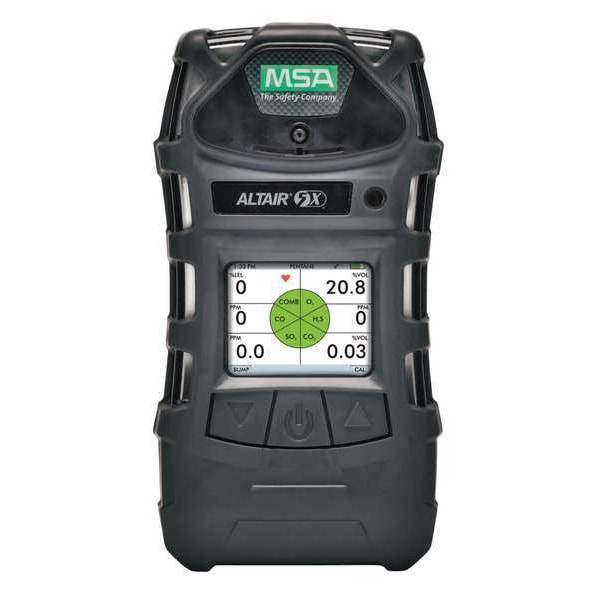 Msa Safety ALTAIR 5X Multi-Gas Detector, Audible, Vibrating, Visual, LCD, 20 hr Battery Life - A-ALT5X-BLKB100C020