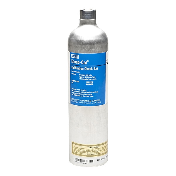 Msa Safety Calibration Gas, Isobutylene, 34 L, RP Connection, +/-5% Accuracy, 500 psi Max. Pressure - 10048279