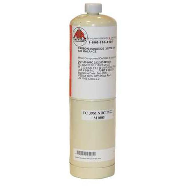 Air Systems Intl Calibration Gas Cylinder, CO, 20ppm, 17L - BBG-20