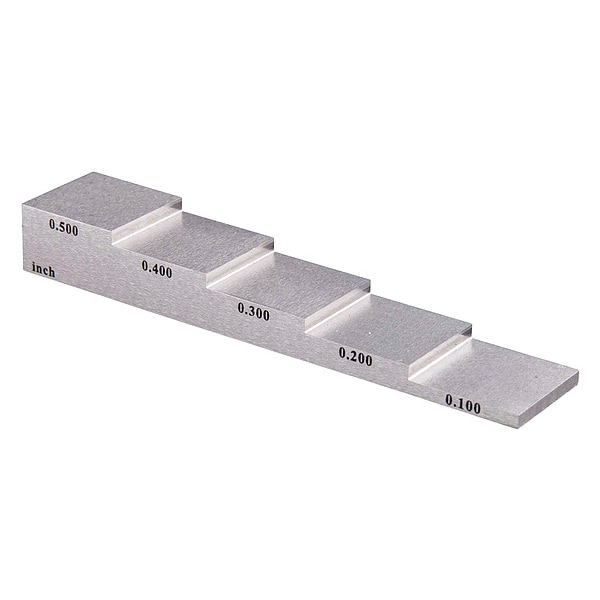 Reed Instruments 5-Step Calibration Block with imperial and metric markings for ultrasonic thickness gauges. - R9060