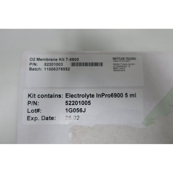 Mettler - Toledo ELECTROLYTE INPRO6900 5ML O2 MEMBRANE KIT GAS SENSOR - 52201003 52201005