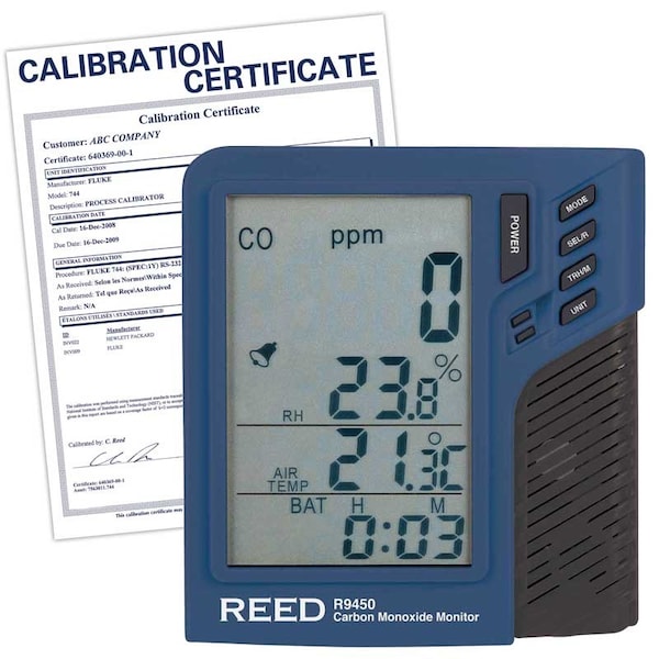 Reed Instruments R9450-NIST Carbon Monoxide Monitor with Temperature and Humidity,  - R9450-NIST