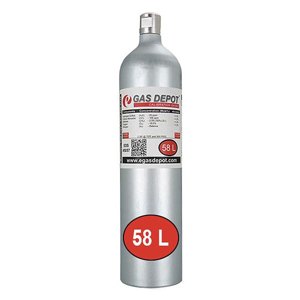 Honeywell Calibration Gas, Chlorine, Nitrogen, 58 L, C-10 Connection, +/-10% Accuracy, 500 psi Max. Pressure - 600-0056-000