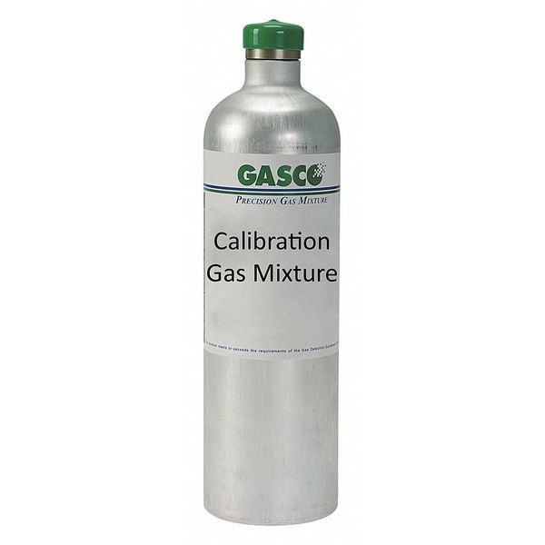 Gasco Calibration Gas, Hydrogen Sulfide, Nitrogen, Oxygen, Propane, 34 L, C-10 Connection, +/-5% Accuracy - 34L-437X