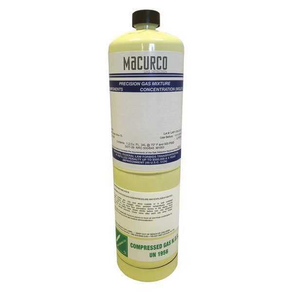 Macurco Calibration Gas, Methane, 34 L, CGA 600 Connection, +/-2% Accuracy, 500 psi Max. Pressure - 70-0716-1755-2