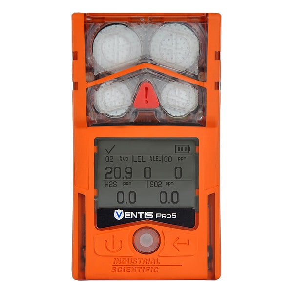 Ventis Ventis Pro5 Multi-Gas Detector, CO, H2S, LEL, O2 LCD with Backlight - VP5-K1234101101
