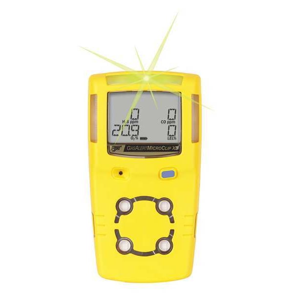 Honeywell BW MicroClip Multi-Gas Detector, IP68, Audible, Vibrating, Visual, LCD, 18 hr Battery Life - MCX3-X0HM-Y-NA