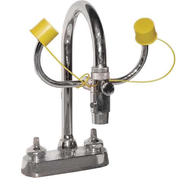 Bradley Plumbed Eyewash, Faucet Mount, Plumbed, 5 1/4 in H., 7 2/3 in W - S19-200B