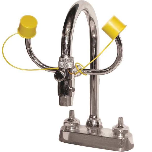 Bradley Plumbed Eyewash, Faucet Mount, Plumbed, 5 1/4 in H., 7 2/3 in W - S19-200B