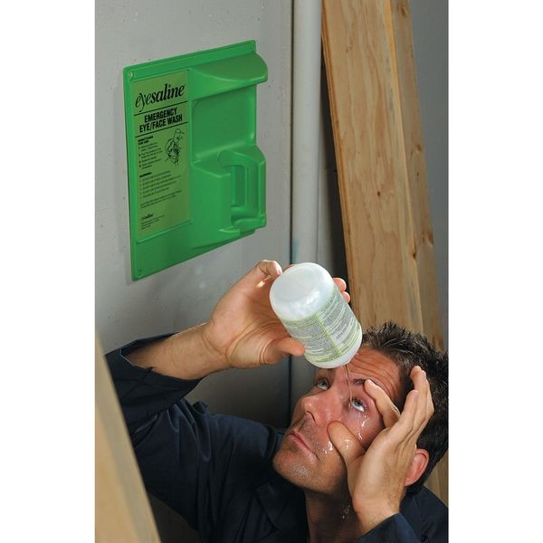 Honeywell Single Use Eyewash Station, 1 Bottle Buffered Saline Solution Included (16 oz), Plastic Housing - 32-000460-0000-H5