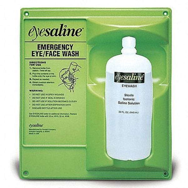 Honeywell Single Use Eyewash Station, 1 Bottle Buffered Saline Solution Included (16 oz), Plastic Housing - 32-000460-0000-H5