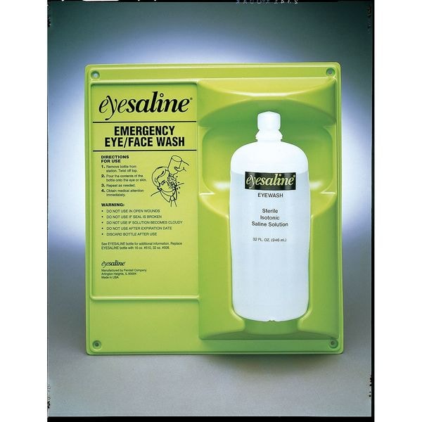 Honeywell Single Use Eyewash Station, 1 Bottle Buffered Saline Solution Included (16 oz), Plastic Housing - 32-000460-0000-H5