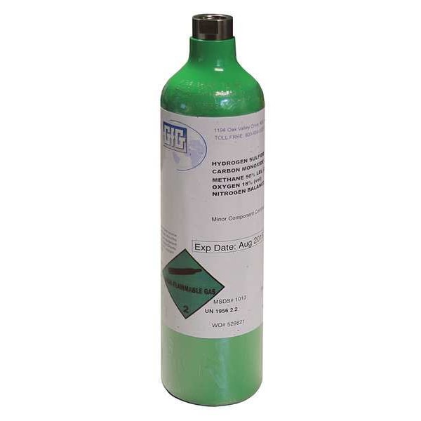 Gfg Calibration Gas, Carbon Dioxide, Hydrogen Sulfide, 44 L, C-10 Connection, +/-10% Accuracy - 7802-030
