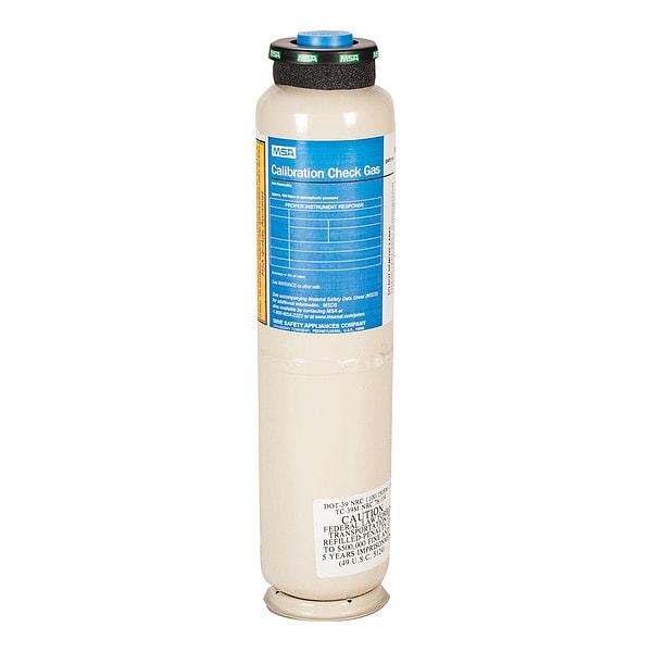 Msa Safety Calibration Gas, Hydrogen Sulfide, 116 L, RP Connection, +/-10% Accuracy, 500 psi Max. Pressure - 10153846