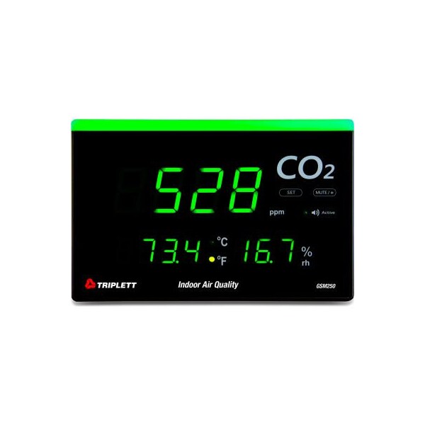 Jewell Instruments Paper Triplett Desktop Indoor Air Quality Carbon Dioxide Meter with LED Alert, 9in - GSM250