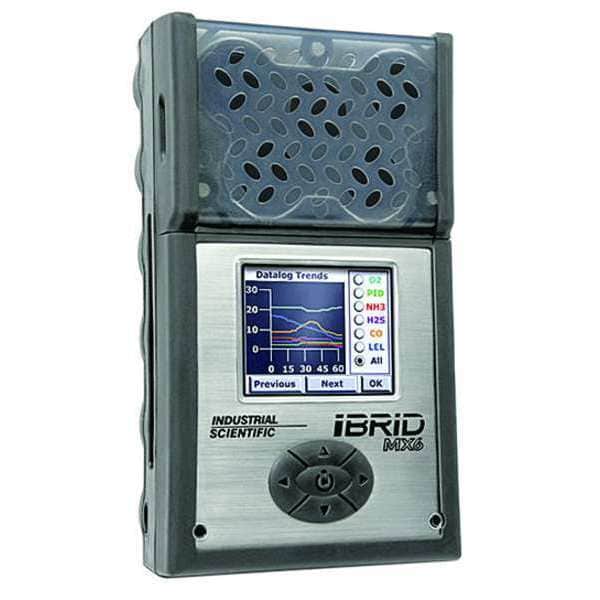 Industrial Scientific MX6 iBrid Multi-Gas Detector, IP64, Audible, Vibrating, Visual, LCD, 10.5 hr Battery Life - MX6-K0230301