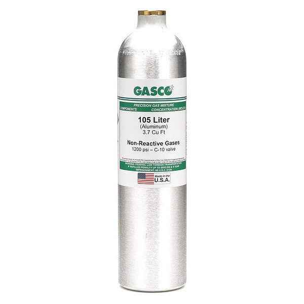 Gasco Calibration Gas, Nitrogen, Oxygen, 105 L, C-10 Connection, +/-2% Accuracy, 1,200 psi Max. Pressure - 1035ES-161-16