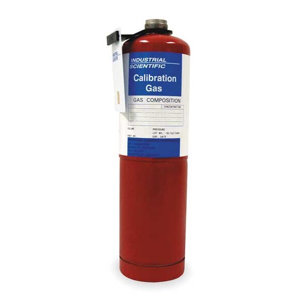 Industrial Scientific Calibration Gas, Hydrogen Sulfide, 58 L, 5/8 in-18 UNF threaded collar Connection, +/-5% Accuracy - 18100859